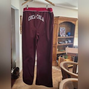 Coca-Cola Track Pants Wide Leg In Cola Brown (Burgundy) Size XL
